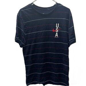Nike Navy Blue Striped USA T-Shirt | Short Sleeve | Men’s Size S